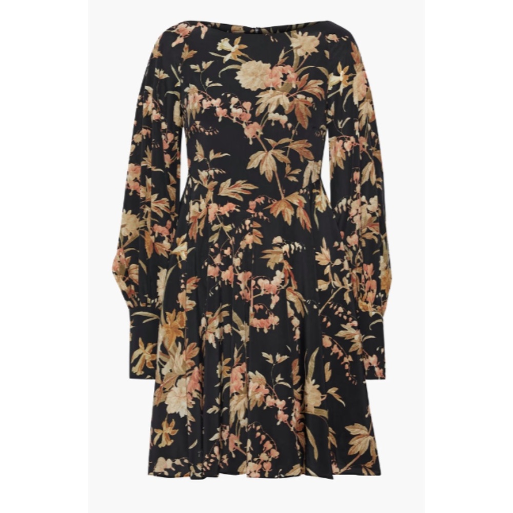 Zimmermann Floral-Print Silk Blend Twill Mini Dress sz 1